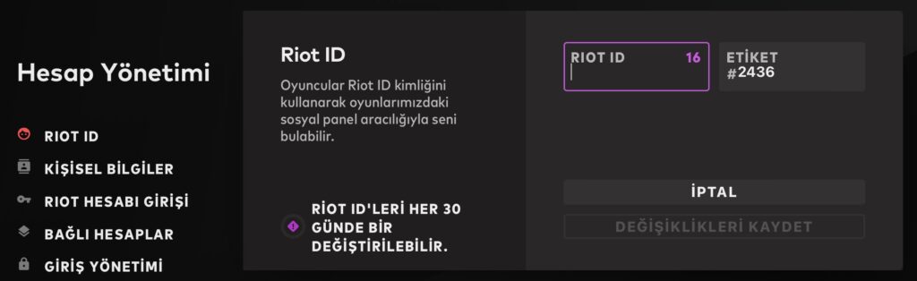Valorant isim değiştirme